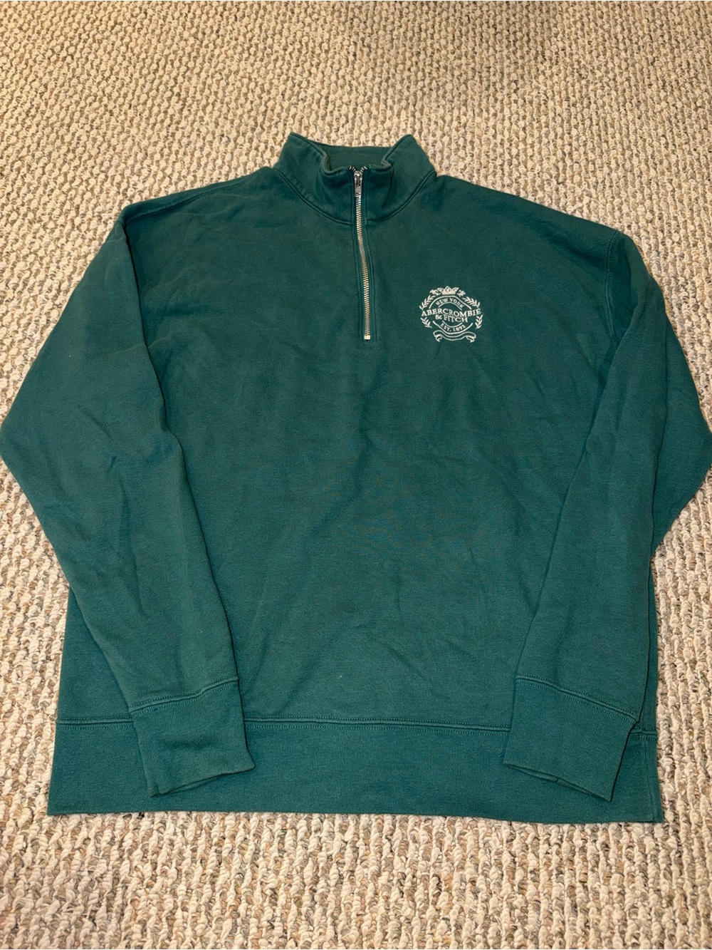 Abercrombie & Fitch Forest Green Quarter-Zip Pullover Size L